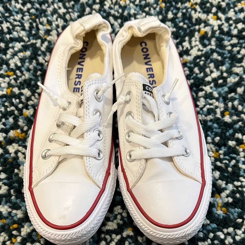 Converse Chuck Taylor Women’s Shoreline White and Red Trim Sneakers - 7